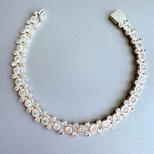 Walt Disney Official Mickey Minnie Mouse CZ Tennis Sterling Silver 925 Bracelet